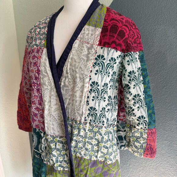 Anthropologie | Lilka Multicolor Patchwork Quilted Cotton Robe XS - Picture 3 of 11